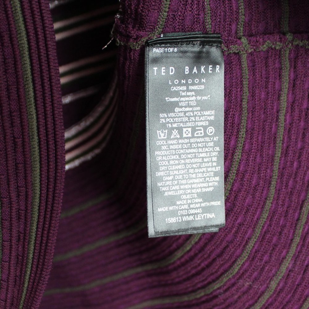 NWT TED BAKER LONDON Stripe Crew Neck Peplum Sweater - Picture 8 of 8